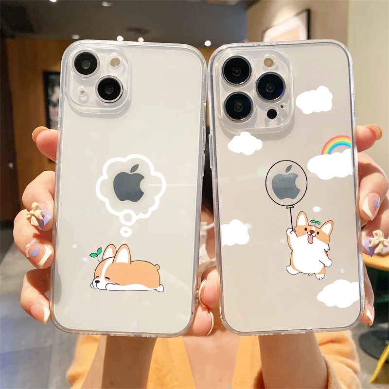 Phone Cases Quirky - เคสโทรศัพท์ลายการ์ตูนสัตว์น่ารัก คู่สุนัขคอร์กี้ สำหรับ iPhone 17 16