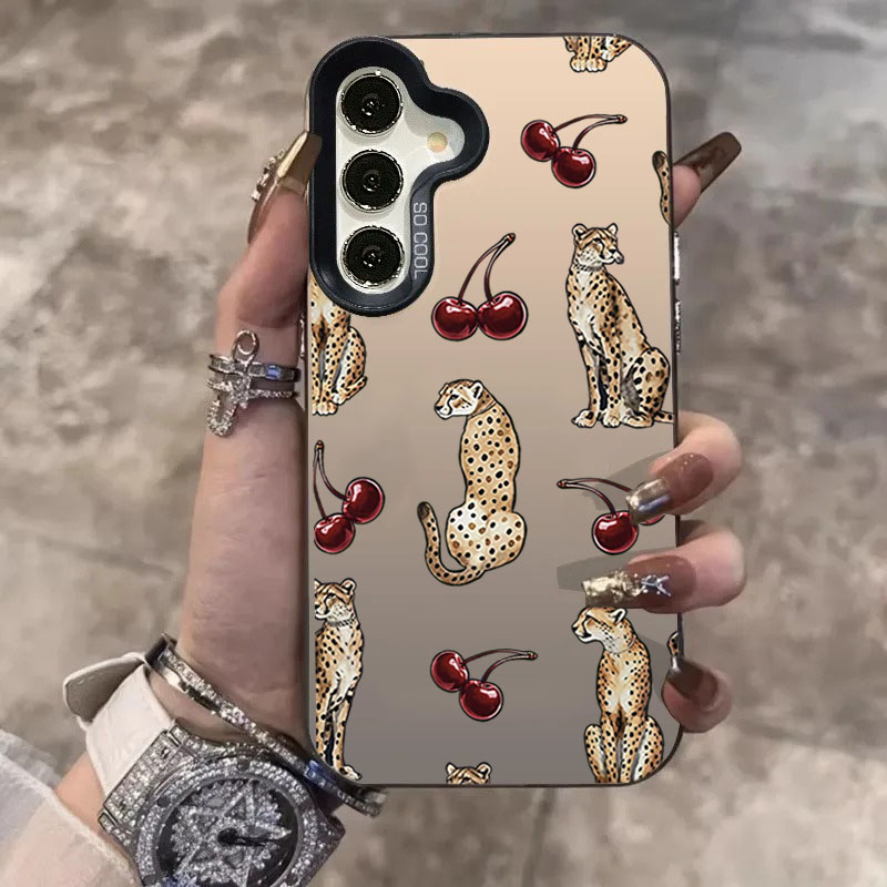 Phone Cases Designer - เคสโทรศัพท์ลายเชอร์รี่เลอพาร์ดแบบเลเซอร์ สำหรับ Samsung Galaxy S25 FE,