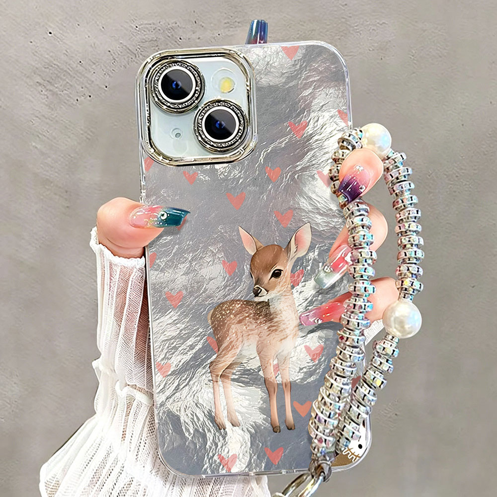 Phone Cases Red Deer - เคสโทรศัพท์ลายกวางแดงเกาหลีน่ารัก สำหรับ iPhone 17 16 15