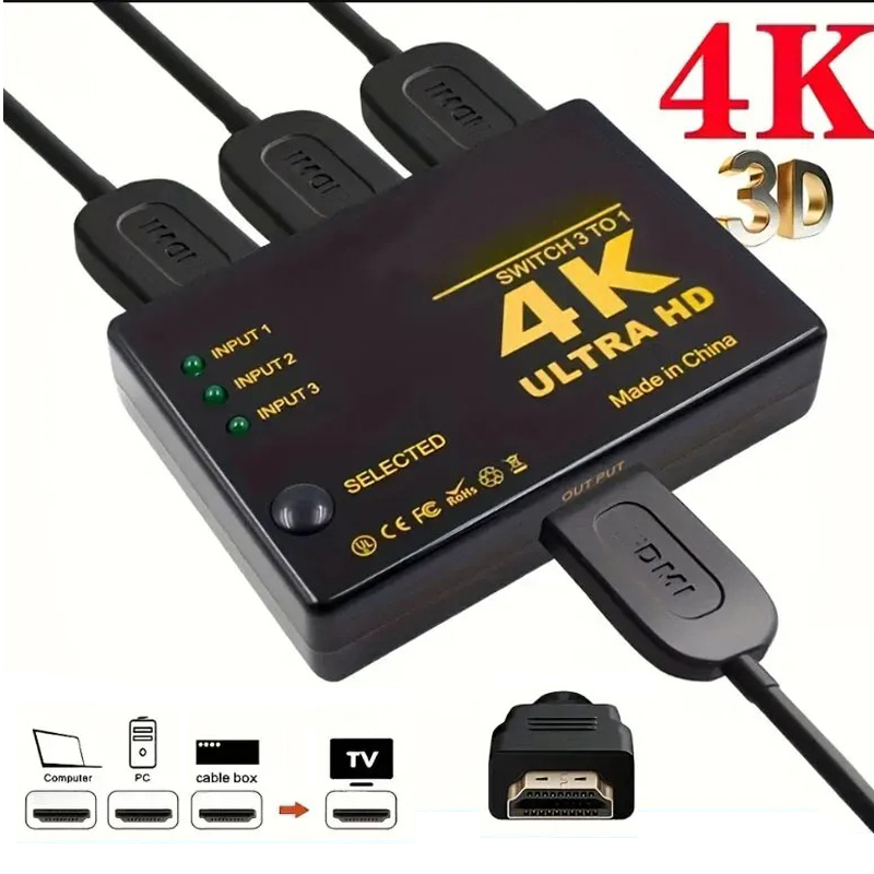 Phone Cases Uk - เข้ากันได้กับ HDMI Switch 4K Switcher 3
