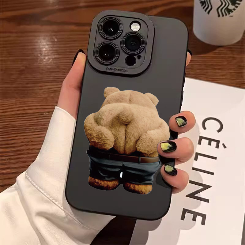 Phone Cases Quirky - เคสโทรศัพท์ซิลิโคนลายหมีสุดเท่ สำหรับ iPhone 16 15 14