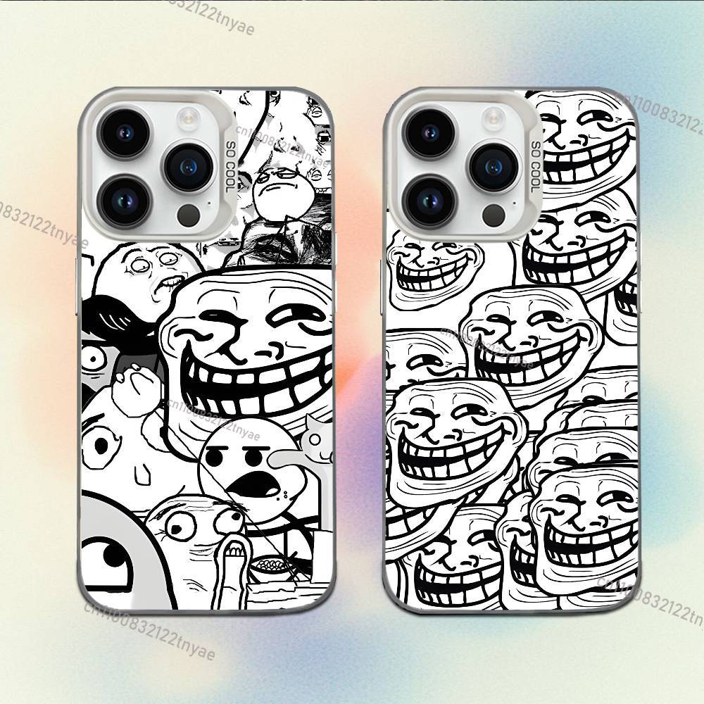 Phone Cases Quirky - เคสโทรศัพท์ลายการ์ตูนตลกๆ T-Trollfaces สำหรับ iPhone 17,16,15,14,13,12,11,Mini,Pro,E,MAX สีขาวแบบด้าน