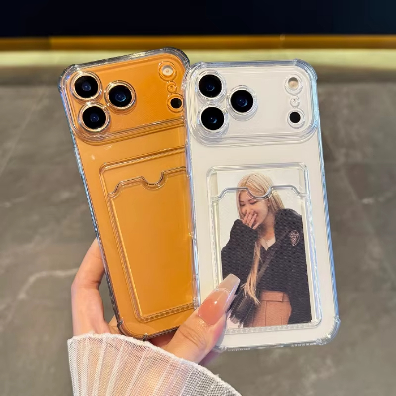 Phone Cases That Hold Cards - เคสใสแบบมีช่องใส่การ์ด สำหรับ iPhone 14 Plus 15