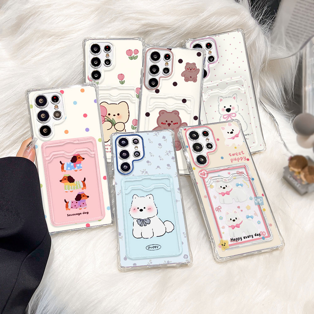 Phone Cases That Hold Cards - เคสโทรศัพท์ลายสัตว์พร้อมช่องใส่บัตร สำหรับ Samsung Galaxy S25 Ultra