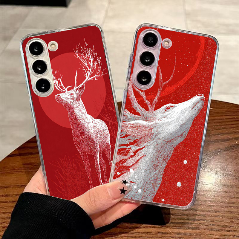 Phone Cases Red Deer - เคสโทรศัพท์แบบใส TPU นิ่ม สำหรับ Samsung Galaxy