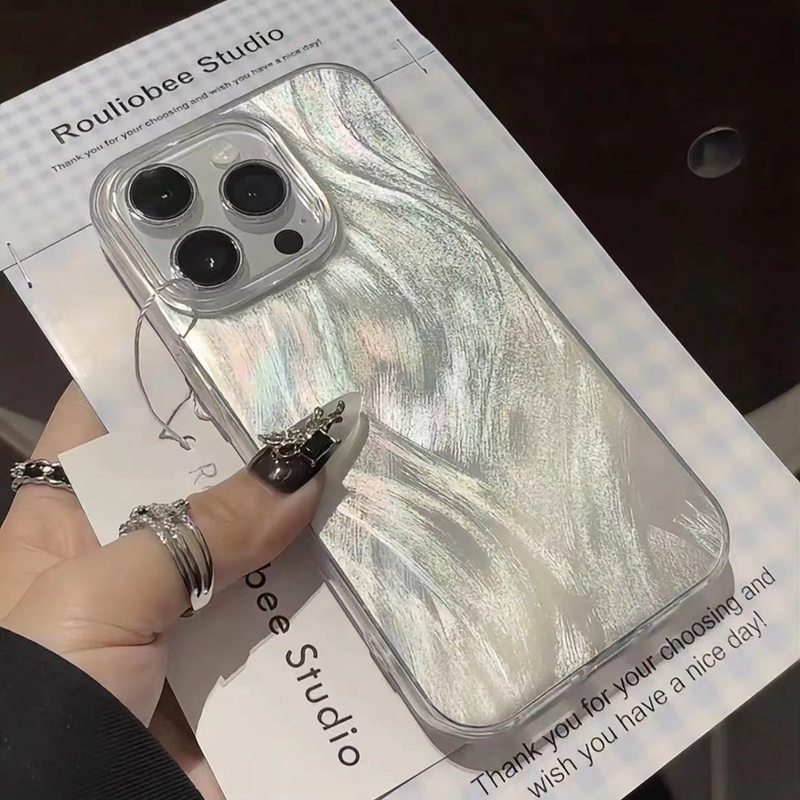 Phone Cases Arc - Luxury Aurora Siliverเลเซอร์Featherเส้นด้ายเคสโทรศัพท์สําหรับiPhone 15 14 13