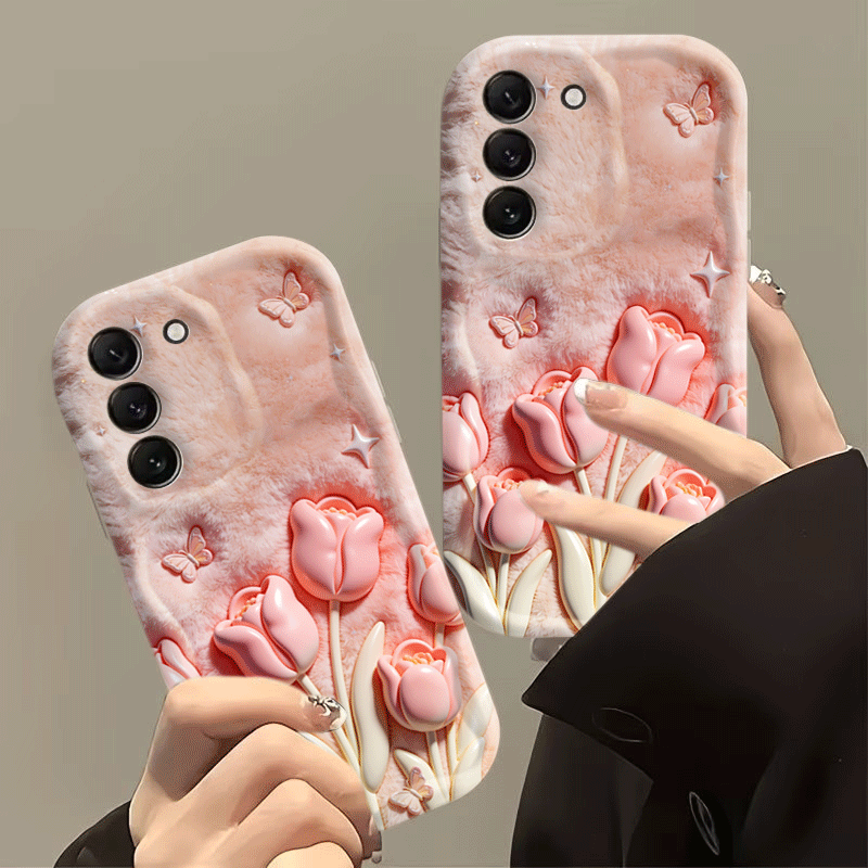 Phone Cases Designer - เคสโทรศัพท์ลายดอกทิวลิปสีชมพูแบบ 2 มิติ สำหรับ Samsung Galaxy