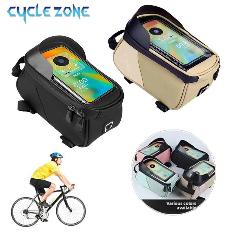Phone Cases Youtube - กระเป๋าจักรยานแบบหน้าจอสัมผัส ที่ยึดโทรศัพท์มือถือสำหรับจักรยาน กระเป๋าติดตั้งไฟกันน้ำ กระเป๋าติดเฟรมหน้าจักรยานแบบแข็ง