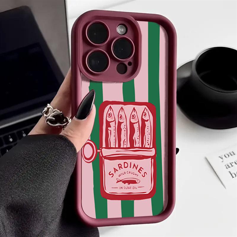 Phone Cases Quirky - เคสโทรศัพท์ลายทางย้อนยุคตลกๆ ลายกระป๋องปลาซาร์ดีน สำหรับ iPhone 17 16