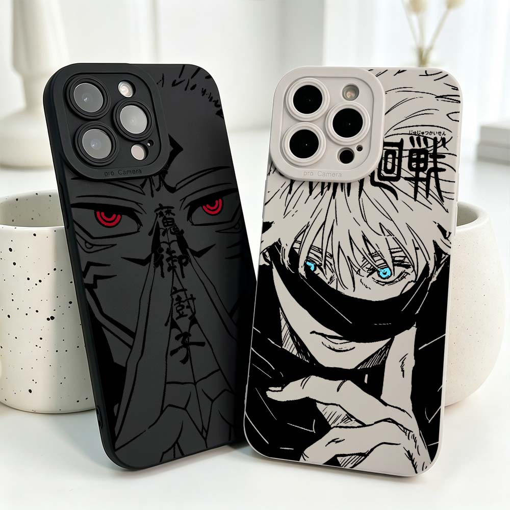 Phone Cases Iphone 16 Pro Max - เคสซิลิโคนลายอนิเมะ Jujutsu Kaisen สุดเท่ สำหรับ iPhone