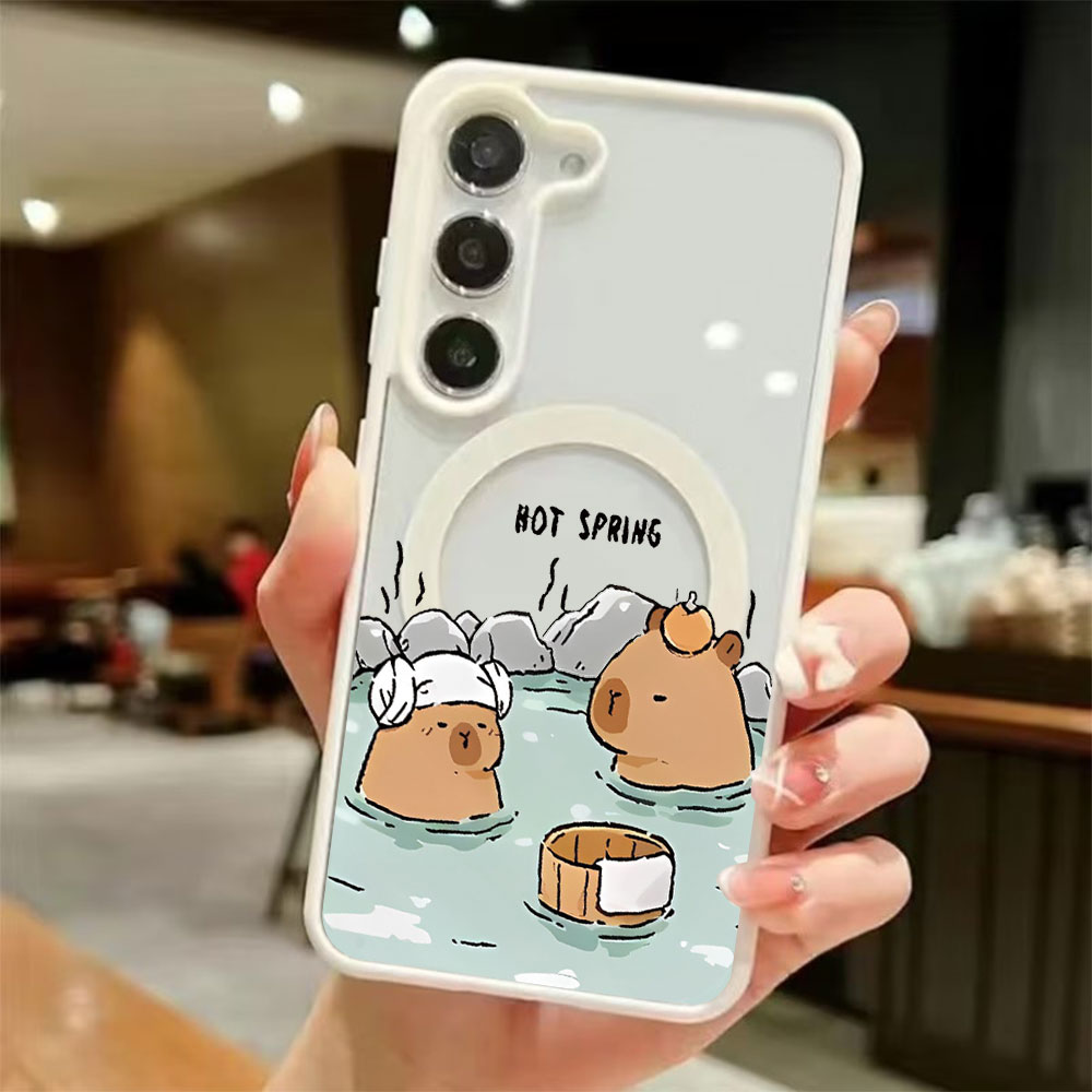 Phone Cases Samsung S25 - เคสโทรศัพท์แม่เหล็กใสลายคาปิบารา สำหรับ Samsung Galaxy S26 S25
