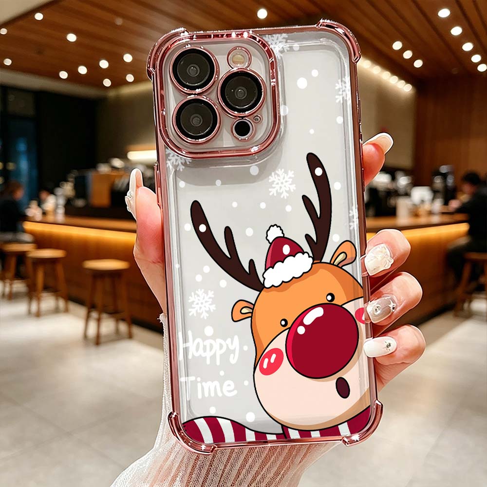 Phone Cases Red Deer - เคสโทรศัพท์ลายการ์ตูนกวางจมูกแดง สำหรับ iPhone 17 16 15