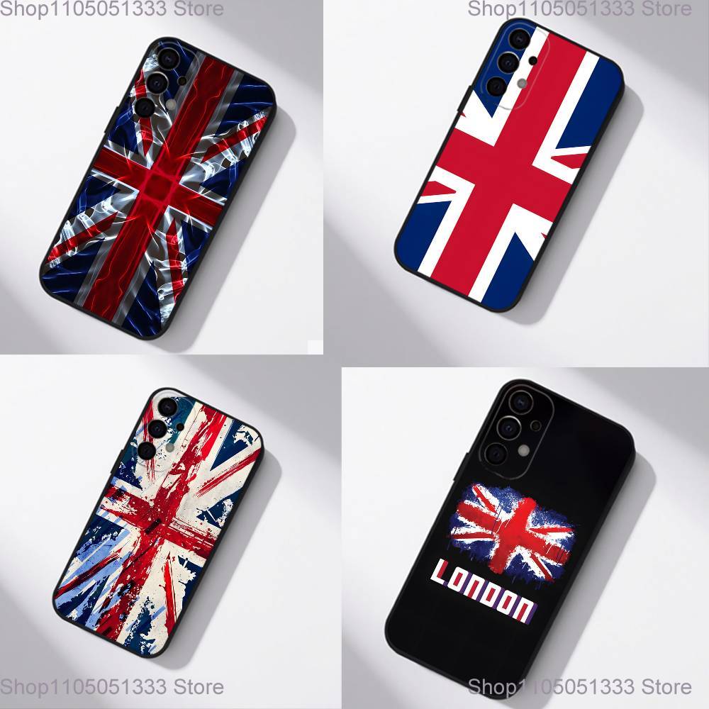 Phone Cases Uk - ธงสหราชอาณาจักรยูเนี่ยนแจ็คโทรศัพท์อังกฤษสำหรับซัมซุง S25,S24,S21,S22,S23,S30,Ultra,S20,Plus,Fe,Lite,5G สีดำ
