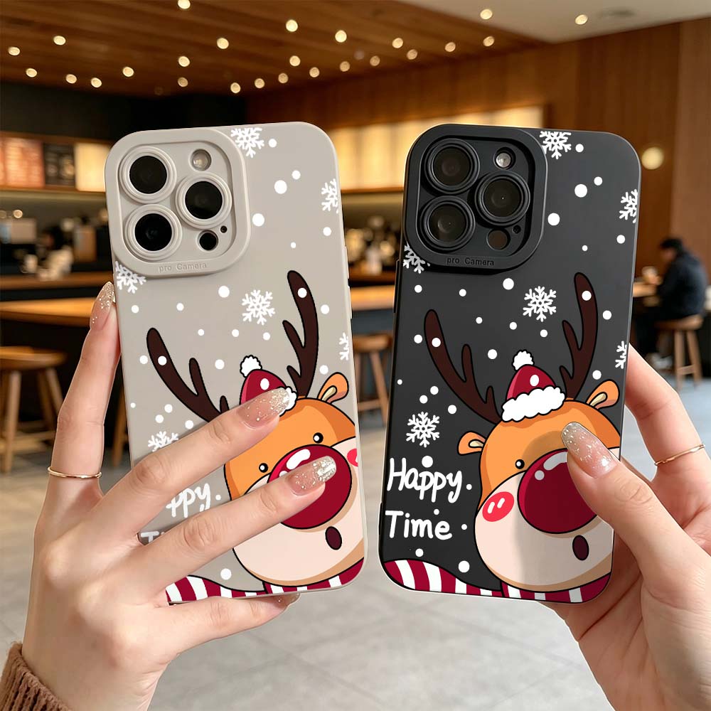 Phone Cases Red Deer - เคสโทรศัพท์ลายการ์ตูนกวางจมูกแดง สำหรับ iPhone 17 16 15