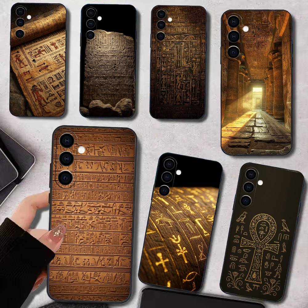 Phone Cases Egypt - อียิปต์ศิลปะอักษรอียิปต์โบราณเคสโทรศัพท์สำหรับซัมซุงกาแล็กซี่ A73,A72,A71,A70,A53,A52,A51,อื่นๆปกสีดำนุ่ม